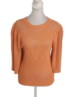 Oliver. O Orange Pointelle Knit Top Size Medium